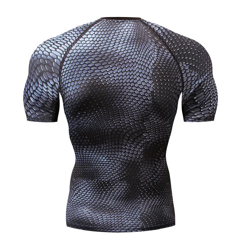 Men's sports running short sleeve top in black Lycra spandex slim fit