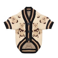 Cute bear pattern two-legged dog sweater in beige for small dogs and cats, sizes XS to XL