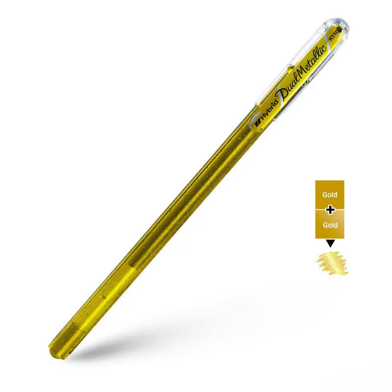 Flash K110 1.0mm gel pen with pearlescent glitter ink in eight colour options.