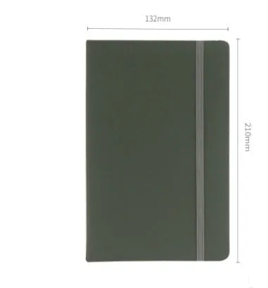 A5 tactile PU hardcover notebook with 96 sheets of 100gsm white paper and sewn adhesive binding, shown in available cover colours.