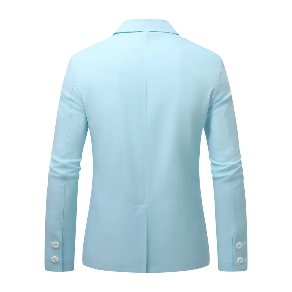 Men's Korean slim fit blazer in khaki with patch pockets and polyester lining