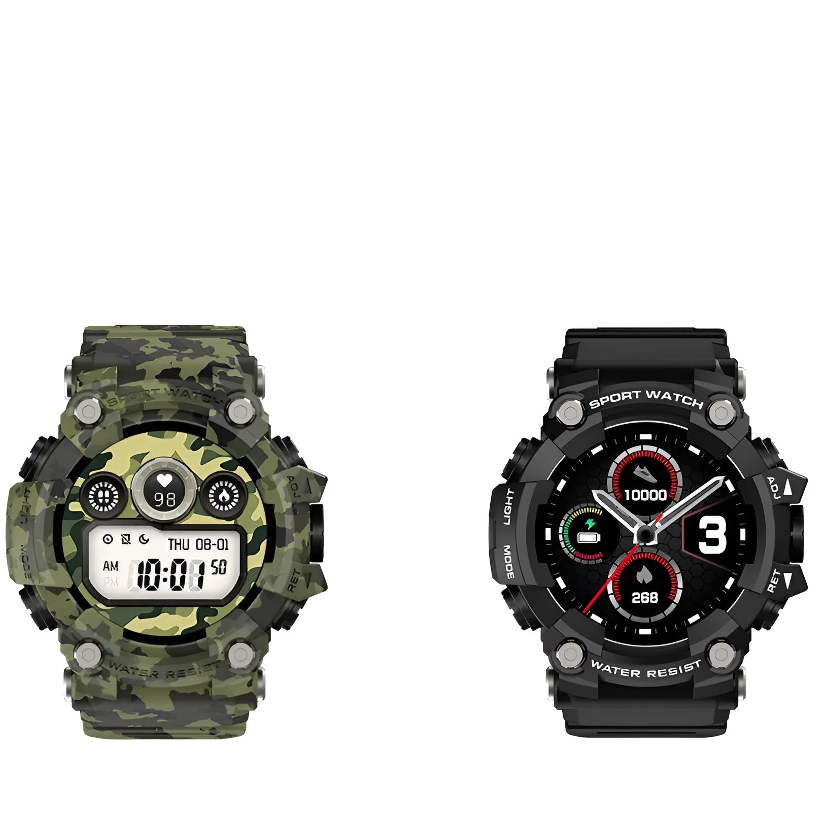 T6 Tactical Smart Watch in black or green with 1.3-inch screen and alloy case