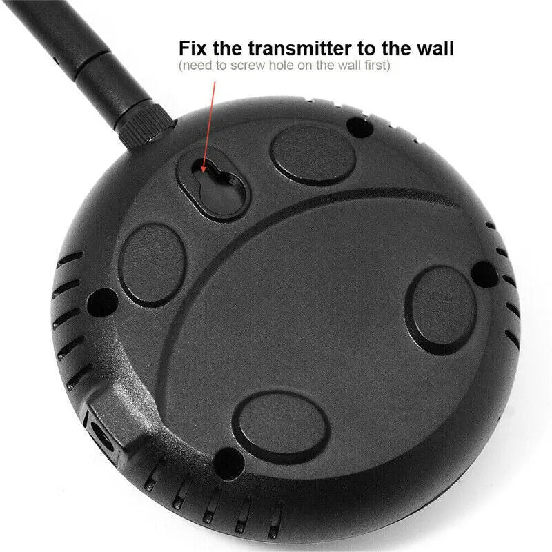 Wireless pet fence training collar with transmitter, IP67 waterproof, adjustable signal, 150m range, fits 25 inch neck