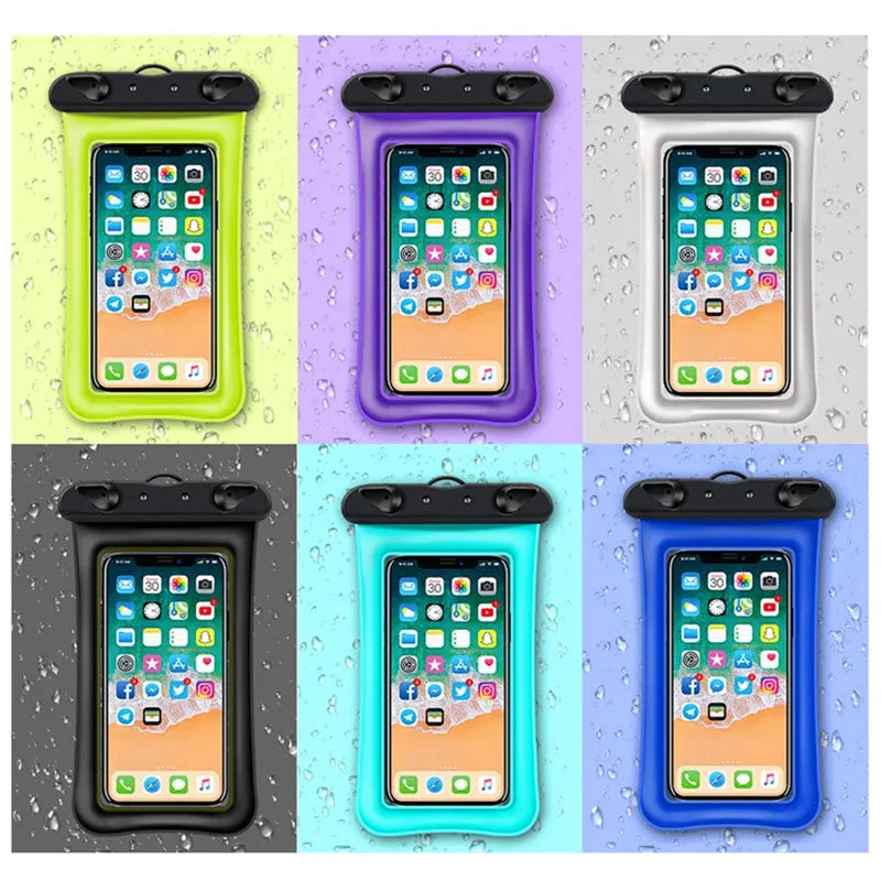 Double airbag waterproof phone pouch in orange made of imported PVC with 45cm rope
