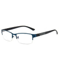 Men's myopia glasses with metal half-frame in black colour, simple design