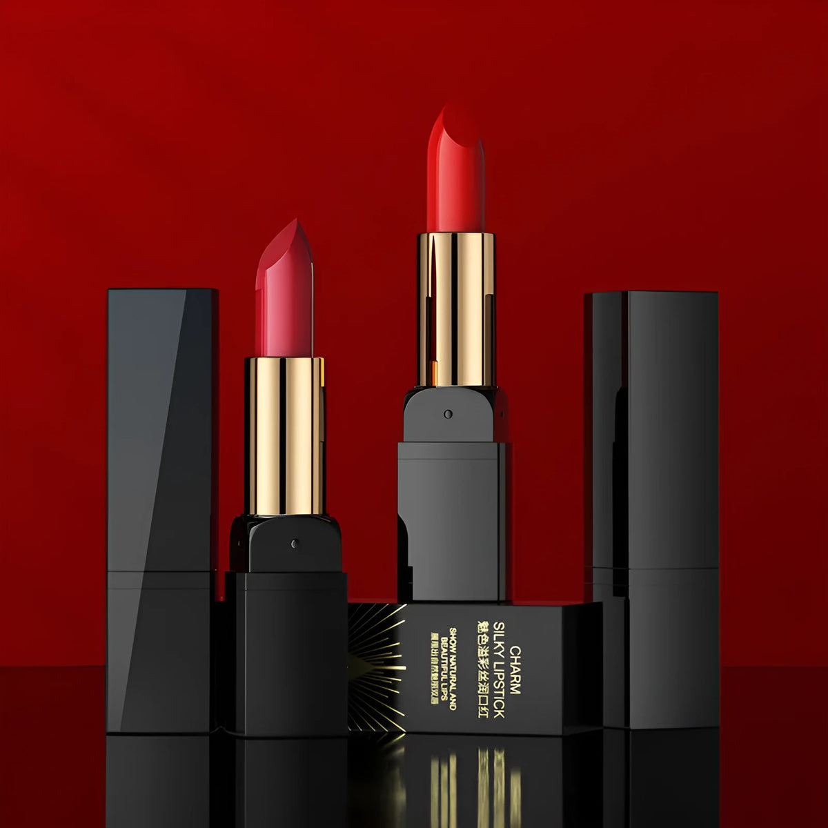 Moisturising lipstick 3.8g in eight shades including red, cherry, plum, and rose bean paste for daily lip makeup