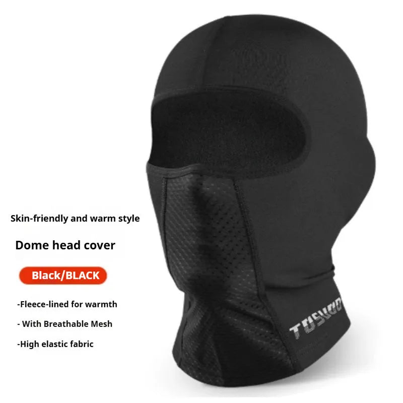 Black elastic wool windproof full face helmet riding mask short style