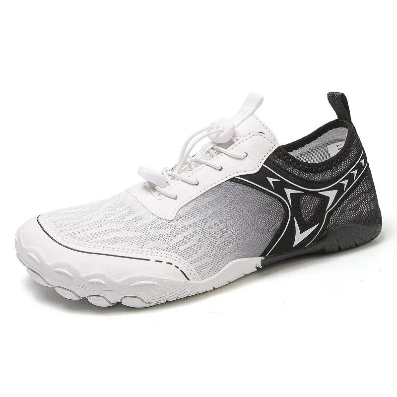 Five finger non-slip wading shoes in army green colour with rubber sole and elastic band.