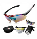 Polarised riding sunglasses in black frame, PC material, for cycling outdoor sports, windproof design