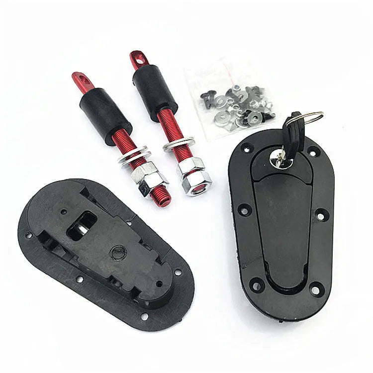 Pair of racing car front cover locks ABS plastic aluminium alloy black colour with lock