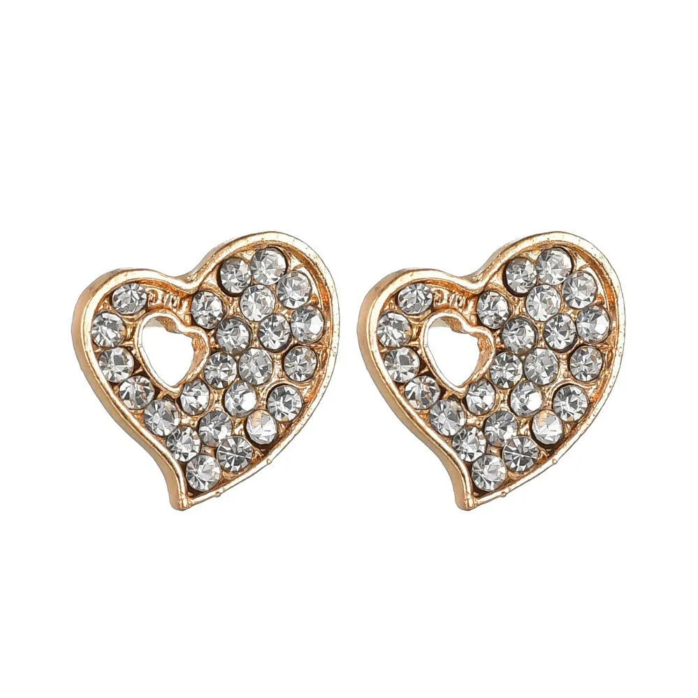 Gold alloy jewellery set with love heart, water drop, and bell pendants including earrings, necklace, and bracelet