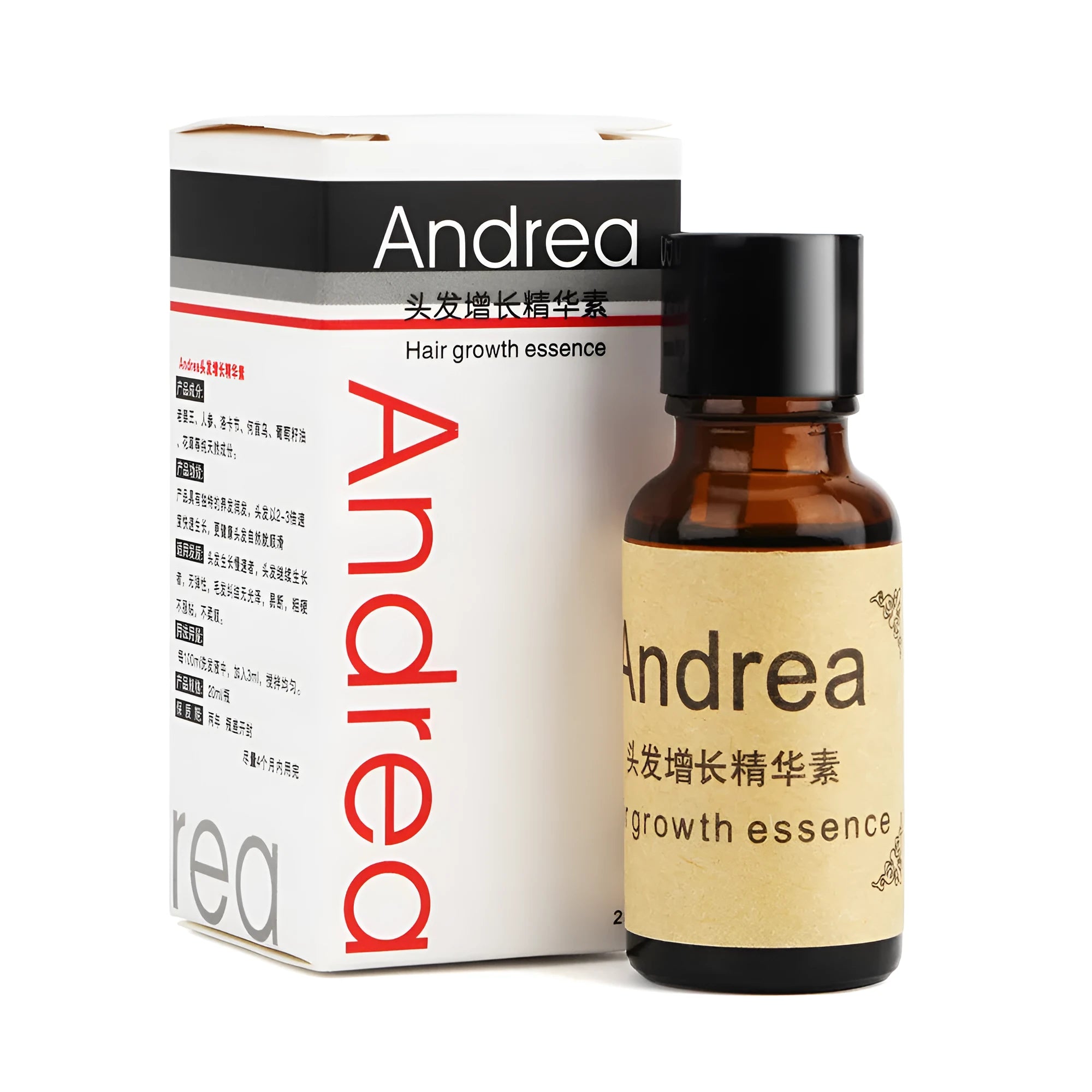 20ml bottle of hair growth liquid with ginger and ginseng natural ingredients for dense hair
