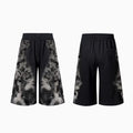 Street trendy printed trousers set with hoodie and seven-inch pants in loose fit design
