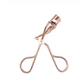 Rose gold plated local eyelash curler 10.3 x 3.6 cm with three rubber strips for lash curling