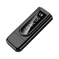 Black USB car FM Bluetooth receiver with AUX input for wireless audio streaming