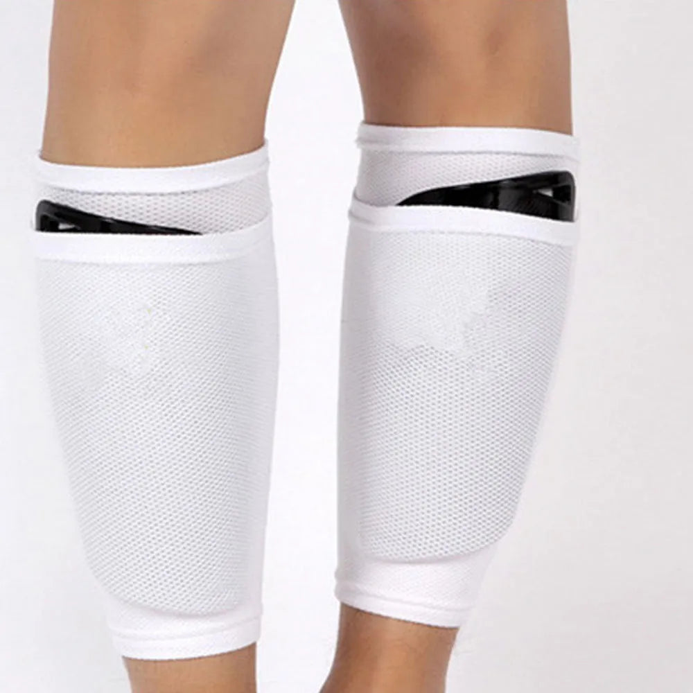 Football flapper leg guard 22cm shin pad sleeve in black or white with fixed plate