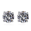 925 sterling silver round cut cubic zirconia stud earrings for women, silver colour, push-back fitting