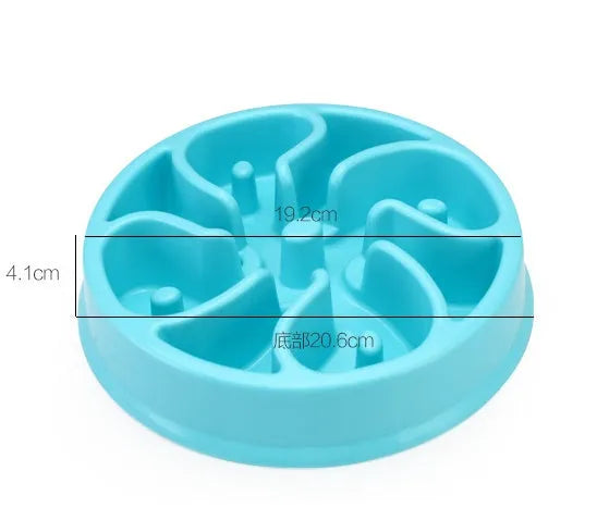 Anti-choke plastic dog bowl 20cm diameter, PP material, slow feeder for dogs, colour option shown