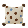 Cartoon design sofa cushion in blue, brown or white colours showing 45x45cm, 60x60cm and 30x70cm size options