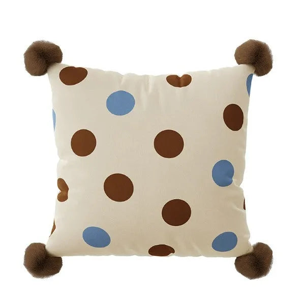 Cartoon design sofa cushion in blue, brown or white colours showing 45x45cm, 60x60cm and 30x70cm size options
