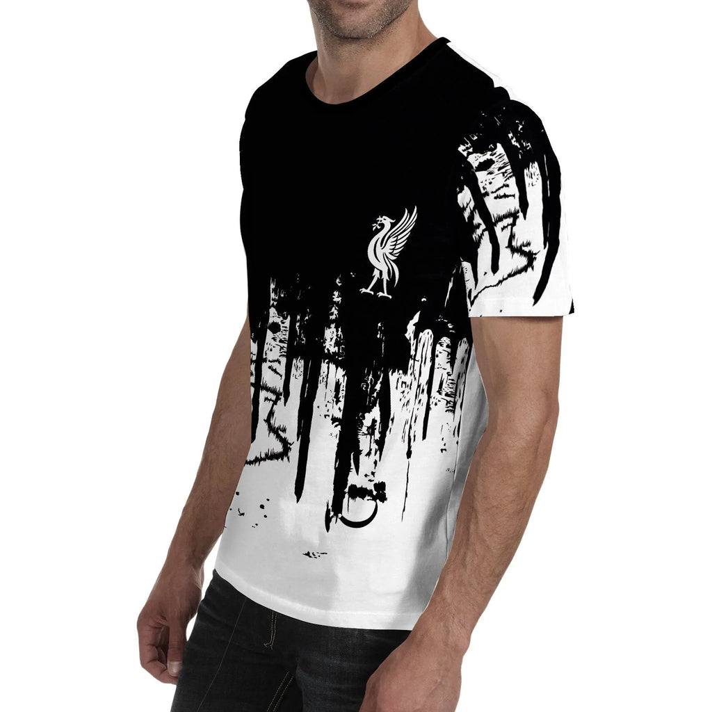 Linen football fans jersey t-shirt in black and red colour options, Asian sizing S to 3XL