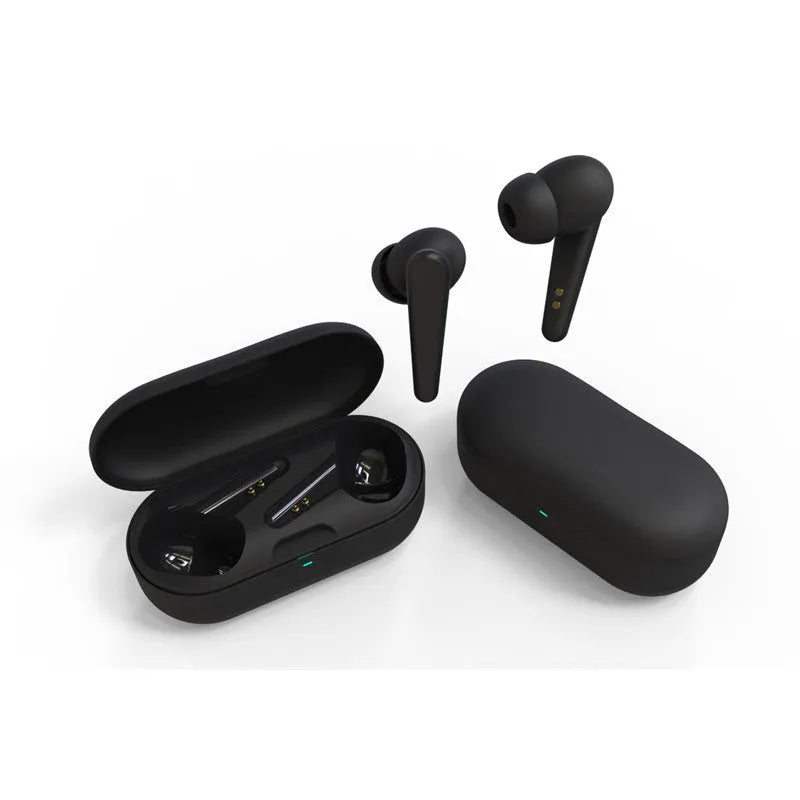 ANC active noise reduction headphones in multiple colours showing earplug design and battery display feature