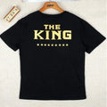 Knitted fabric printed t-shirt for men and women with short sleeves, black colour, street style regular fit