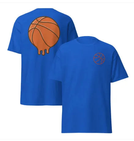 Men's maroon short-sleeve T-shirt with a white ball pattern on the chest.
