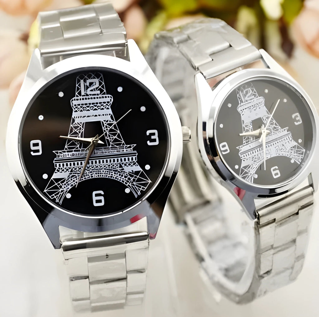 Eiffel Tower analogue wrist watch with quartz movement for men and women