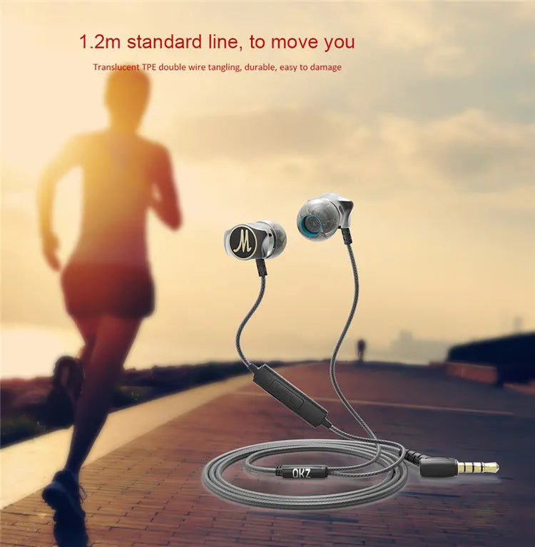 DM7 in-ear headphones in black with silicone earplugs and TPE cable, side view