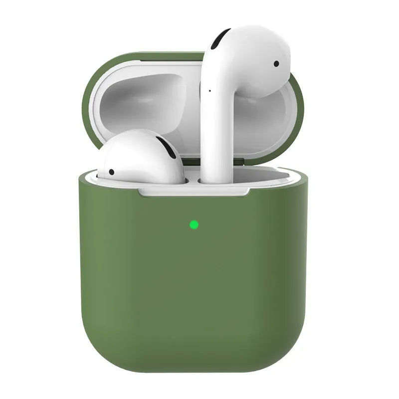Silicone clamshell protection case for Apple AirPods 2 wireless earphones in multiple colour options.