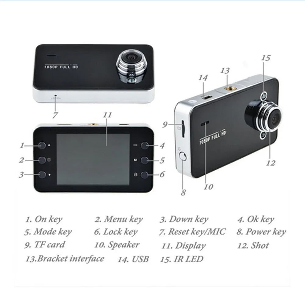 Hidden dash cam, 5MP, 120-degree single lens, 2.4 inch, 300g, black, USB HDMI AV, 400mAh