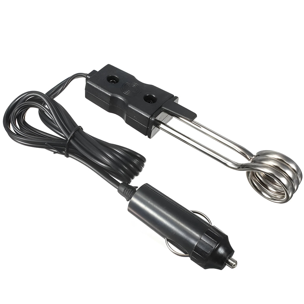 Black compact 12V 120W car water heater with copper element for General Motors vehicles