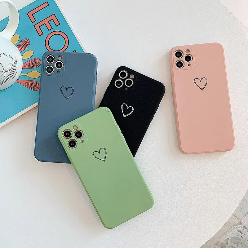 TPU silicone phone case for Apple iPhone in solid colour options including black, green, grey, light green, pink, purple, red, and white
