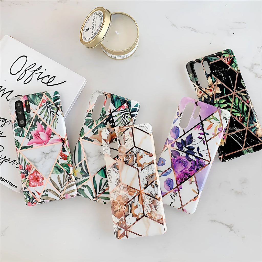 Floral lattice pattern phone case for Huawei smartphones in various colours