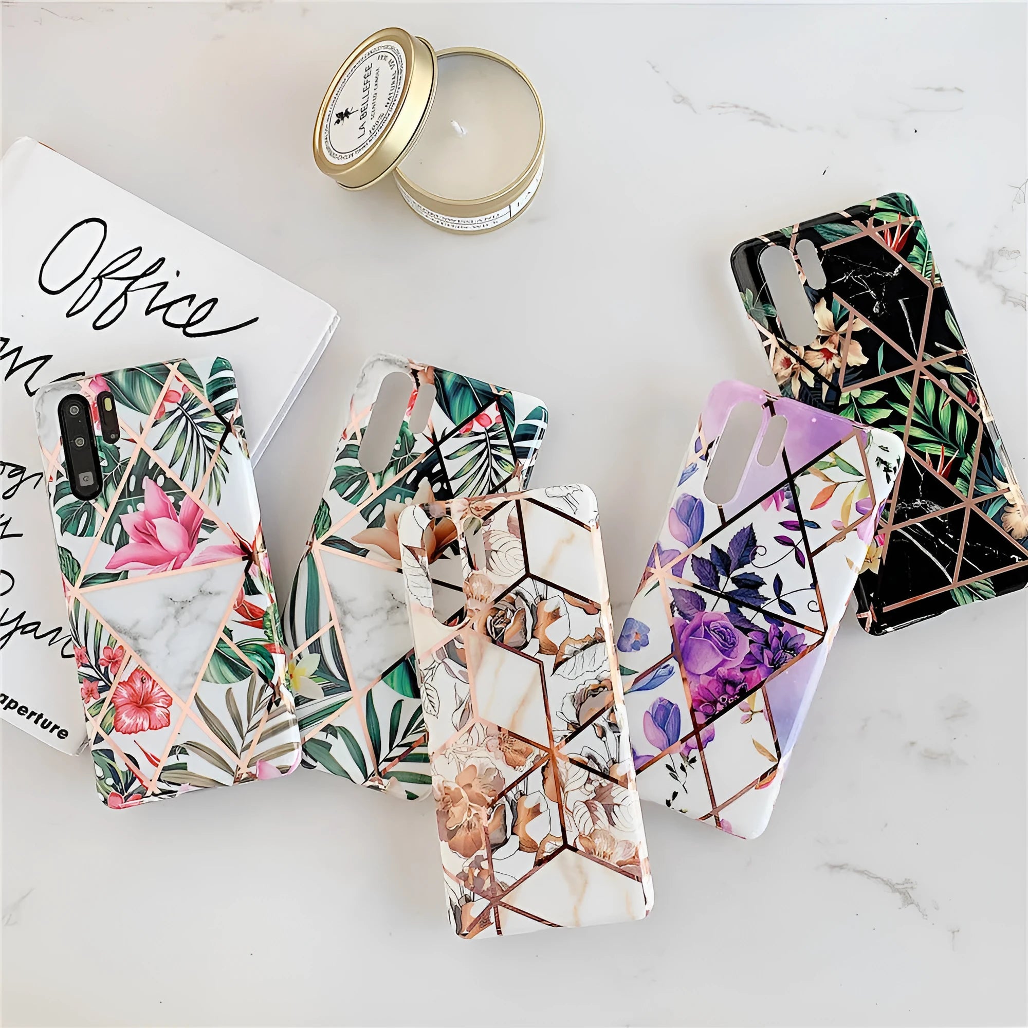 Floral lattice pattern phone case for Huawei smartphones in various colours