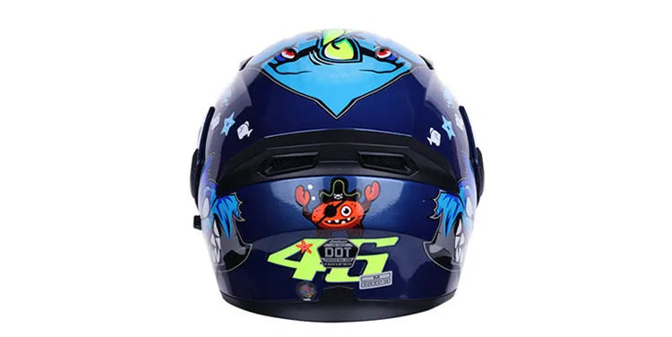 Motorcycle racing helmet with plastic shell, adjustable 55-63cm fit, 38x27cm, in black, blue, green, red, or yellow