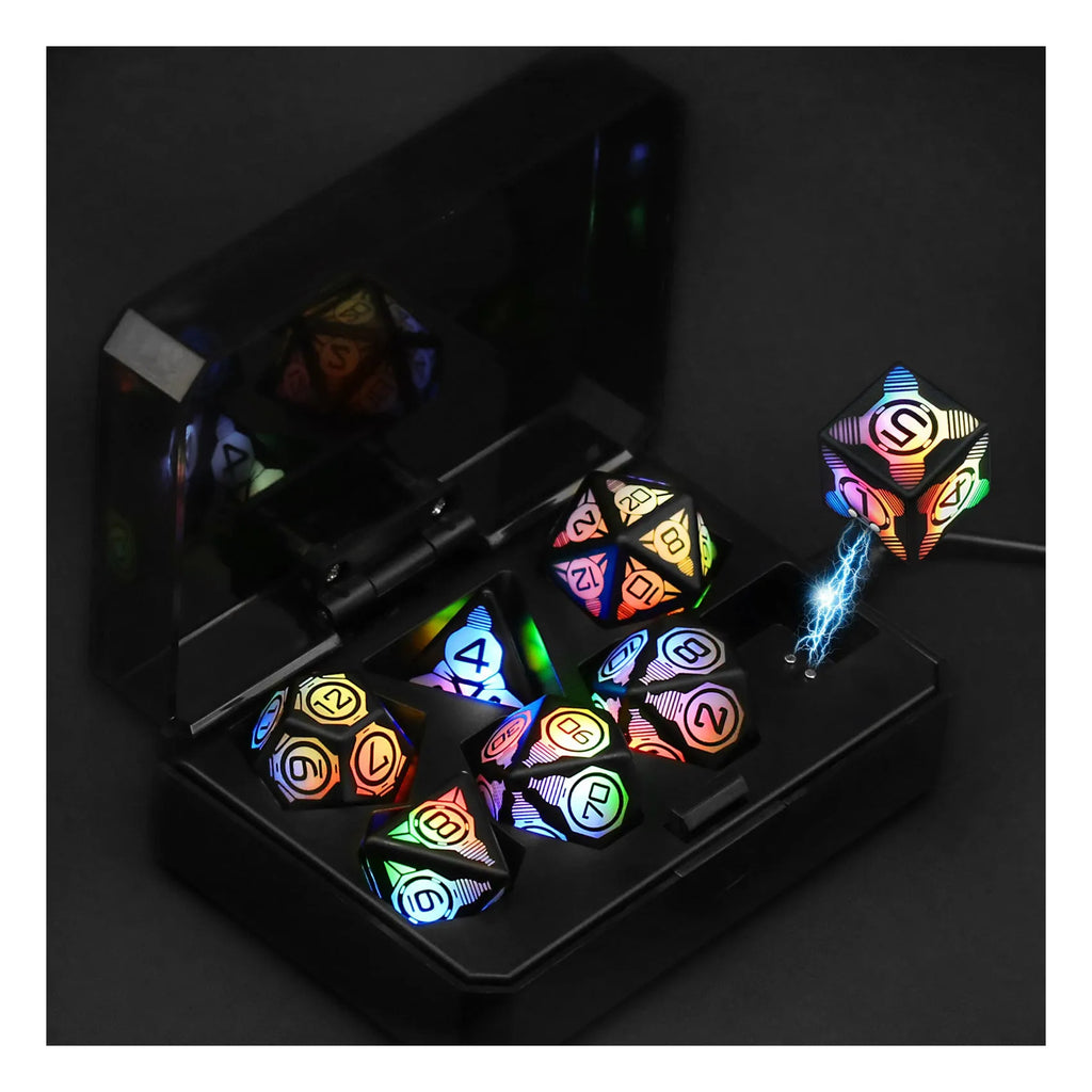 Charging luminous dice chip LED set in ABS plastic with rounded style