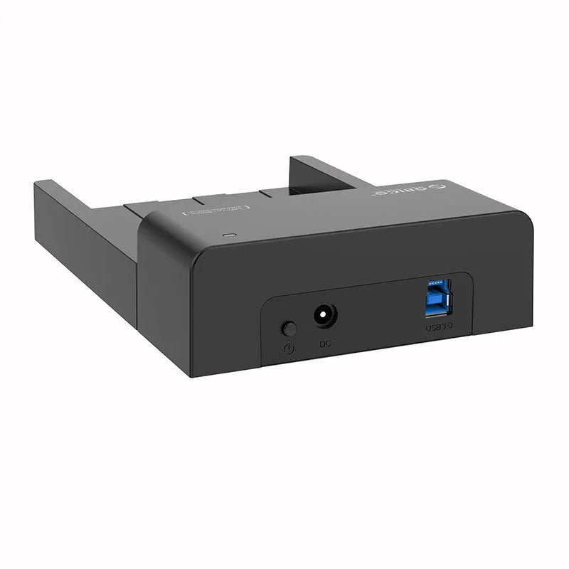 Black universal hard drive enclosure for 2.5-inch and 3.5-inch SATA drives with USB cable