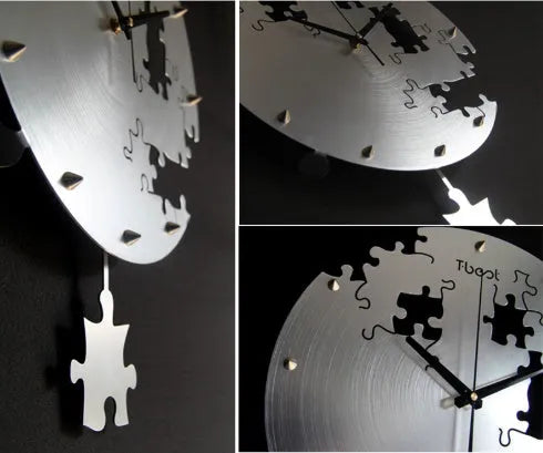 16 inch circular metal wall clock, 38 x 50 cm, aluminium alloy shell, mute design, black or silver