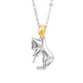 925 sterling silver clavicle chain necklace with cat design elements and electroplated finish