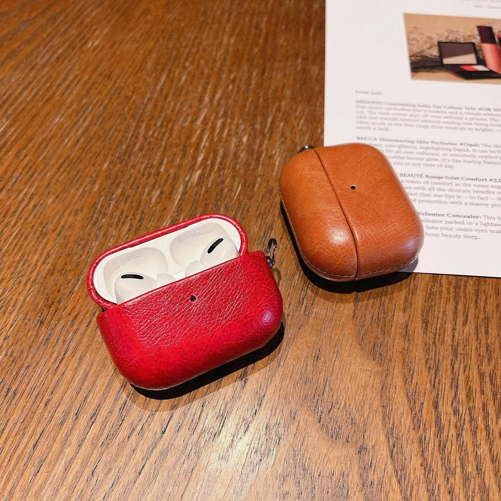 Imitation leather full cover hard case for AirPods charging case in black colour