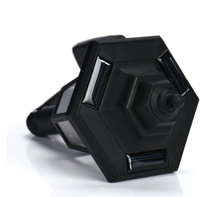 Black hexagonal solar wall lamp with monocrystal panel for outdoor garden lighting