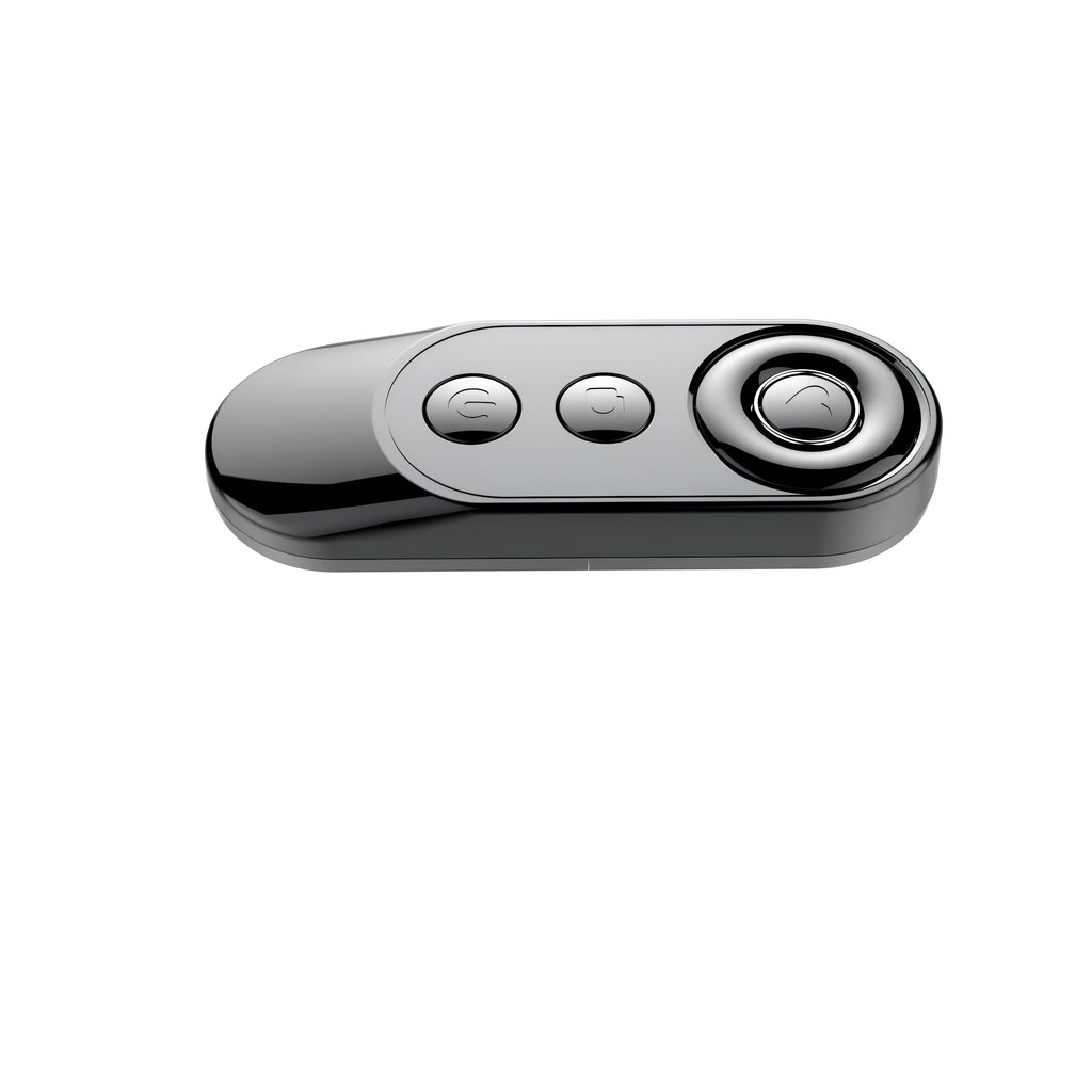 Black ABS Bluetooth remote shutter control for mobile phone camera – 1.5x4.2x9.0cm size – front view