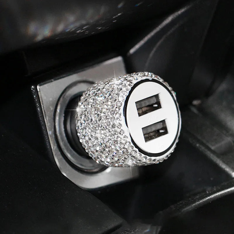 Diamond pattern car charger plug for cigarette lighter socket in selected colour.