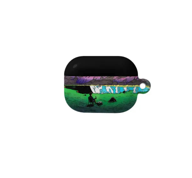 Green hard plastic earphone case for Apple AirPods 4, AirPods Pro 2nd generation and earlier models, closed view