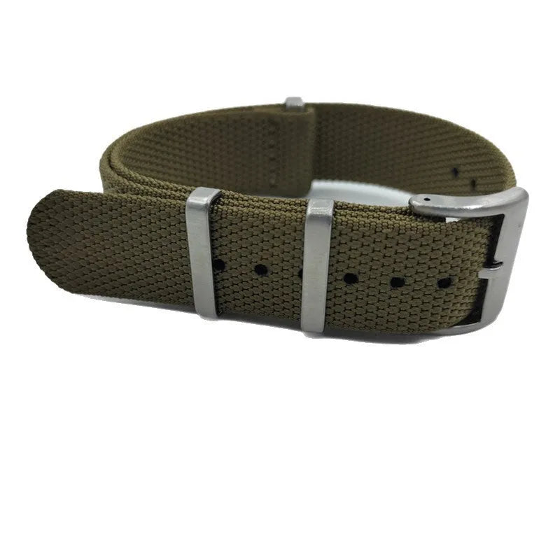 Nylon integrated watch strap in Army Green colour showing 20mm width