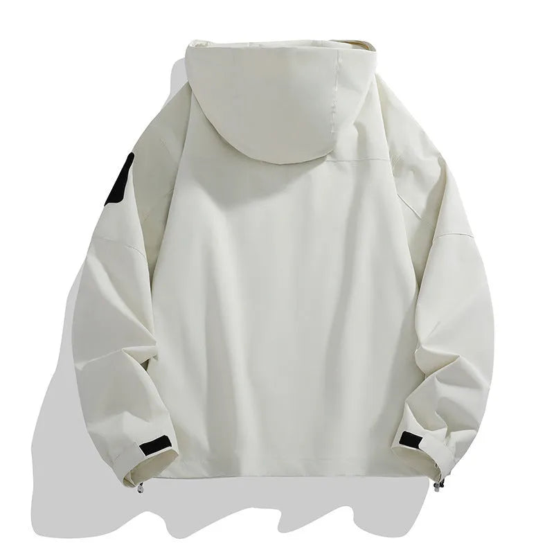 Men's hooded shell jacket in polyester blend, long sleeve, casual outdoor mountaineering jacket, available in six colours