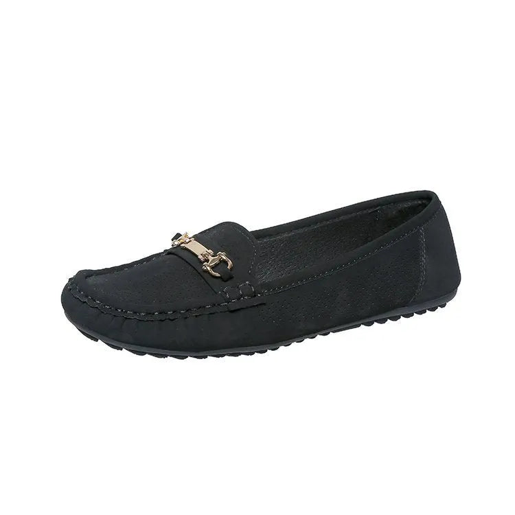 Women's flat casual shoes in artificial PU, shown in solid white, black, or khaki colours.