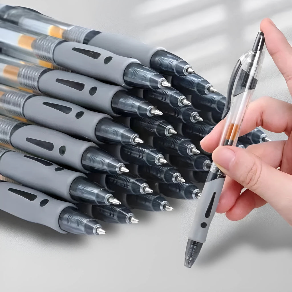 0.5mm gel pen with black, red, and blue ink refills for office and school writing